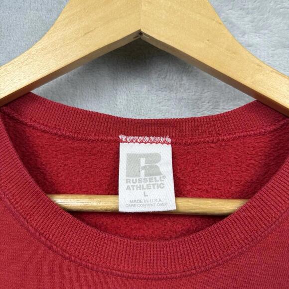 VTG 90s Russell Athletic Sweatshirts Made in USA Soild Y2K Adult Sz L Red Relax - Picture 2 of 10